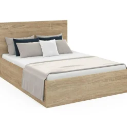 Lit coffre double 140x190 cm coloris bois