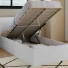 Lit coffre simple avec tête de lit et sommier 90 x 190 cm blanc