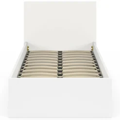Lit coffre simple avec tête de lit et sommier 90 x 190 cm blanc