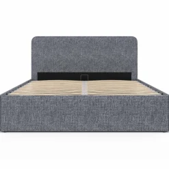 Lit coffre 140x190 cm gris anthracite
