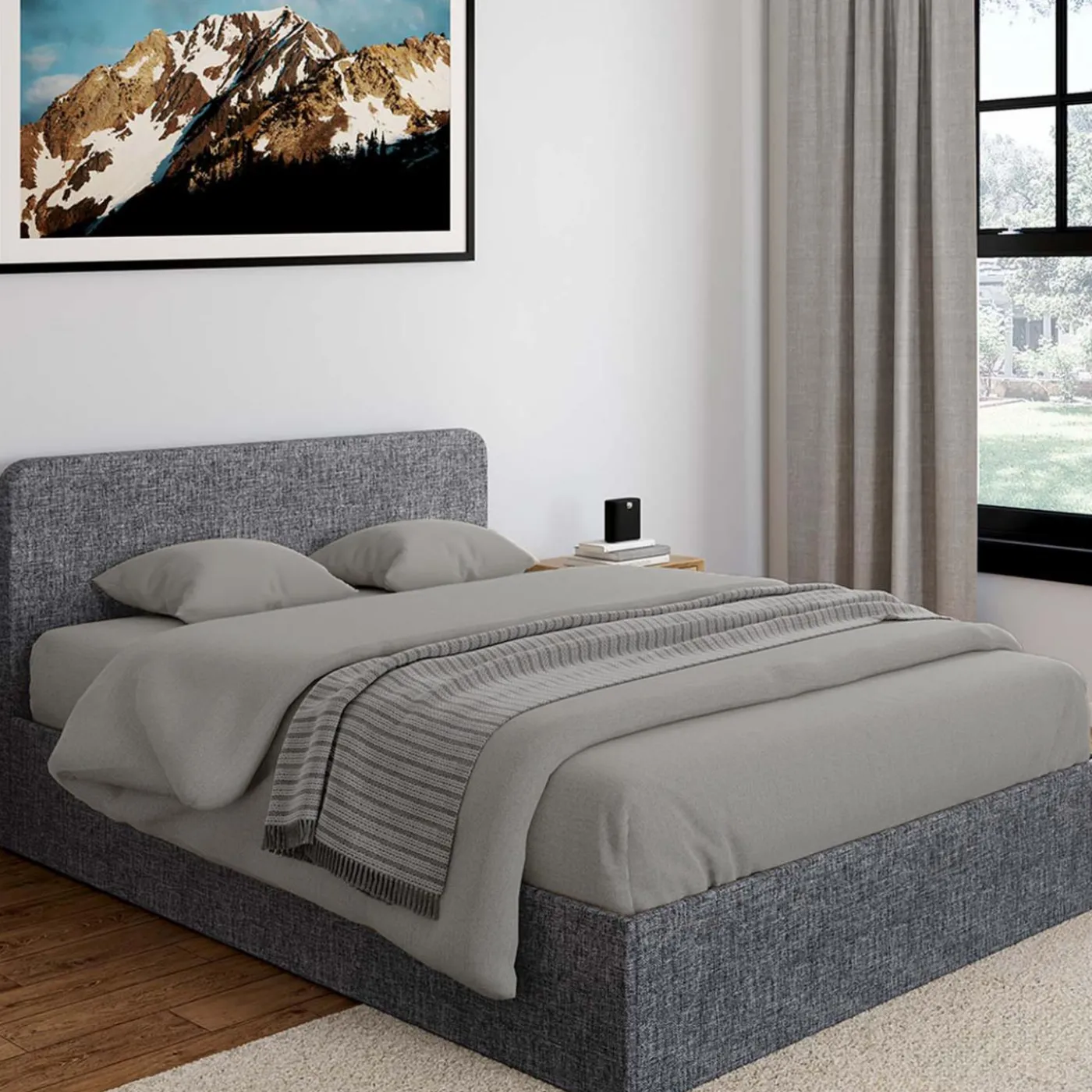 Lit coffre 140x190 cm gris anthracite