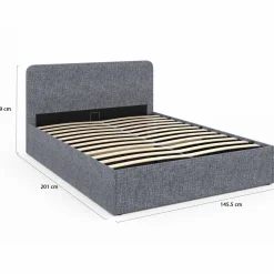 Lit coffre 140x190 cm gris anthracite