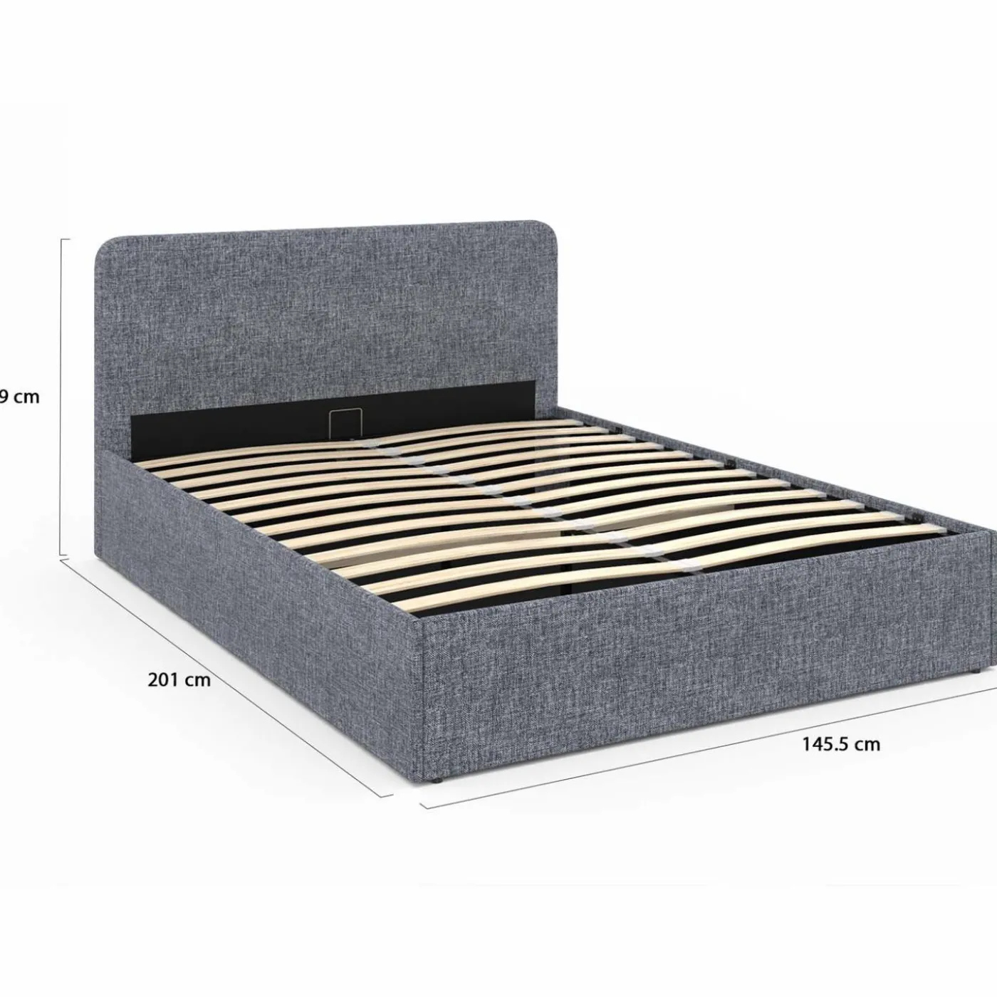 Lit coffre 140x190 cm gris anthracite