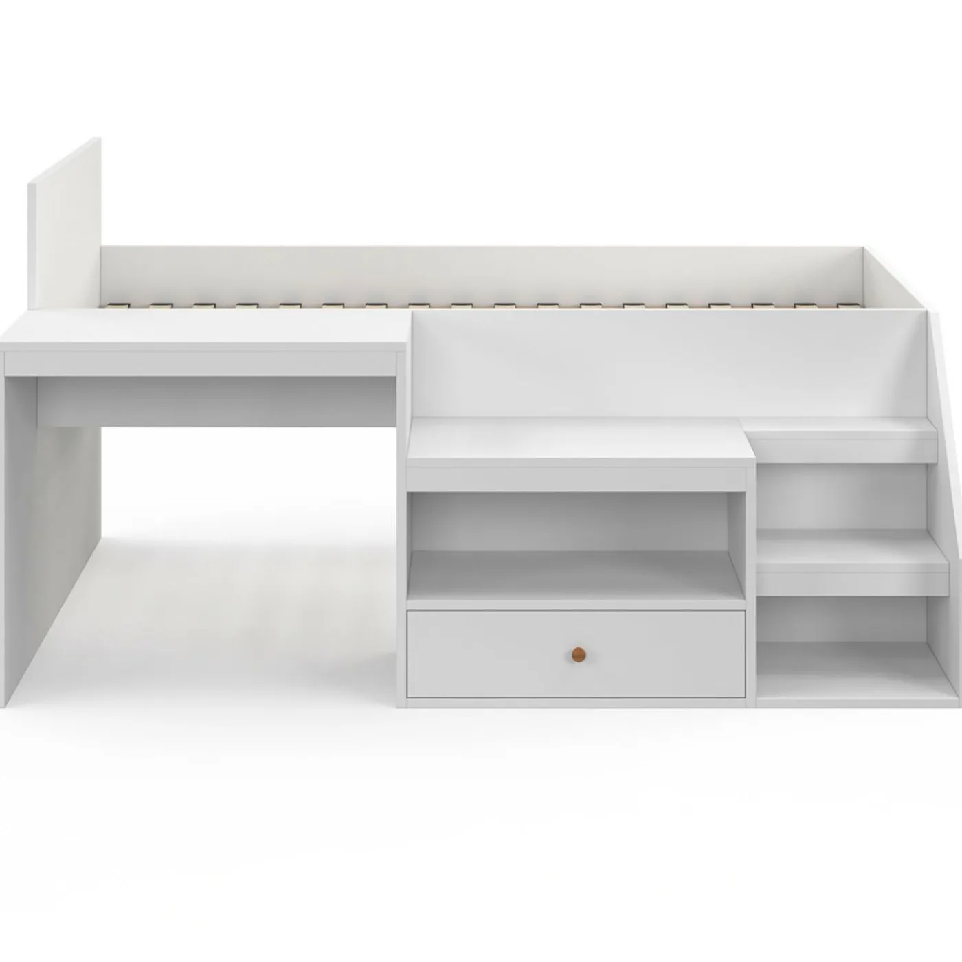 Lit combiné 90x190 cm avec bureau et rangements bois blanc