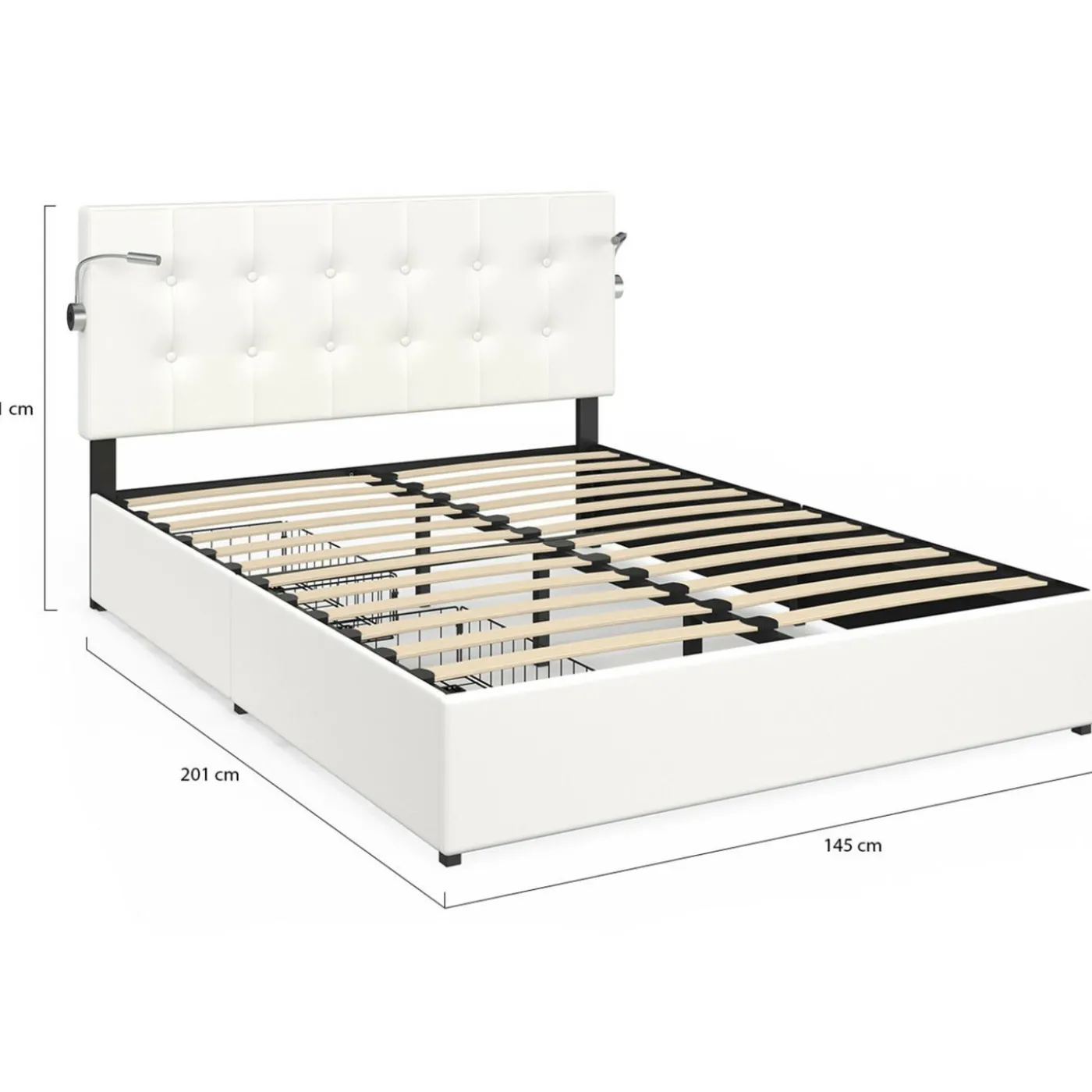 Lit double 140 x 190 avec liseuses