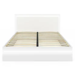 Lit double 140 x 190 cm avec sommier et LED intégrées blanc