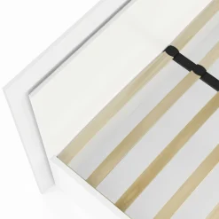 Lit double 140 x 190 cm avec sommier et LED intégrées blanc