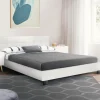Lit double avec sommier PVC blanc 160x200cm