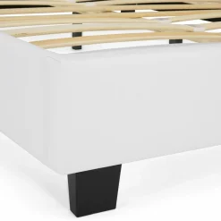 Lit double avec sommier PVC blanc 160x200cm