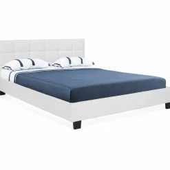 Lit double blanc 140x190 cm avec sommier