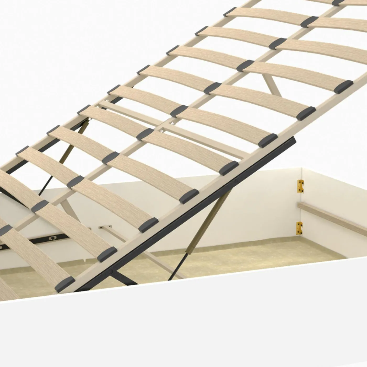Lit double coffre 140x190 cm avec sommier blanc