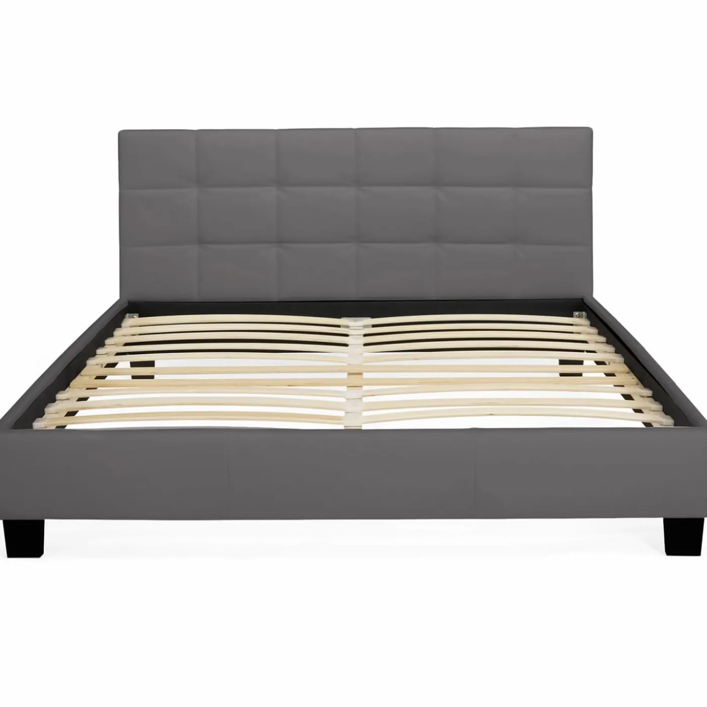 Lit double gris anthracite 140x190 cm avec tête de lit