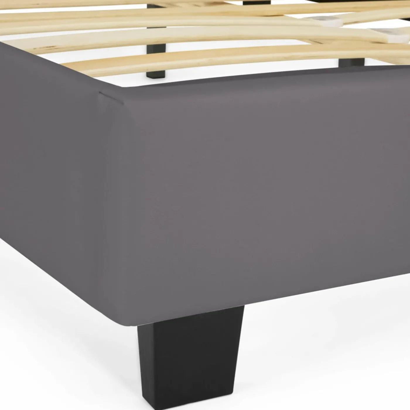 Lit double gris anthracite 140x190 cm avec tête de lit