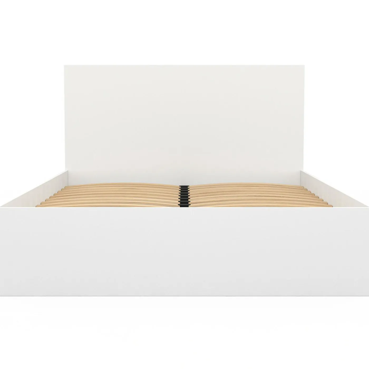 Lit double 140x190 cm avec tête de lit et sommier blanc