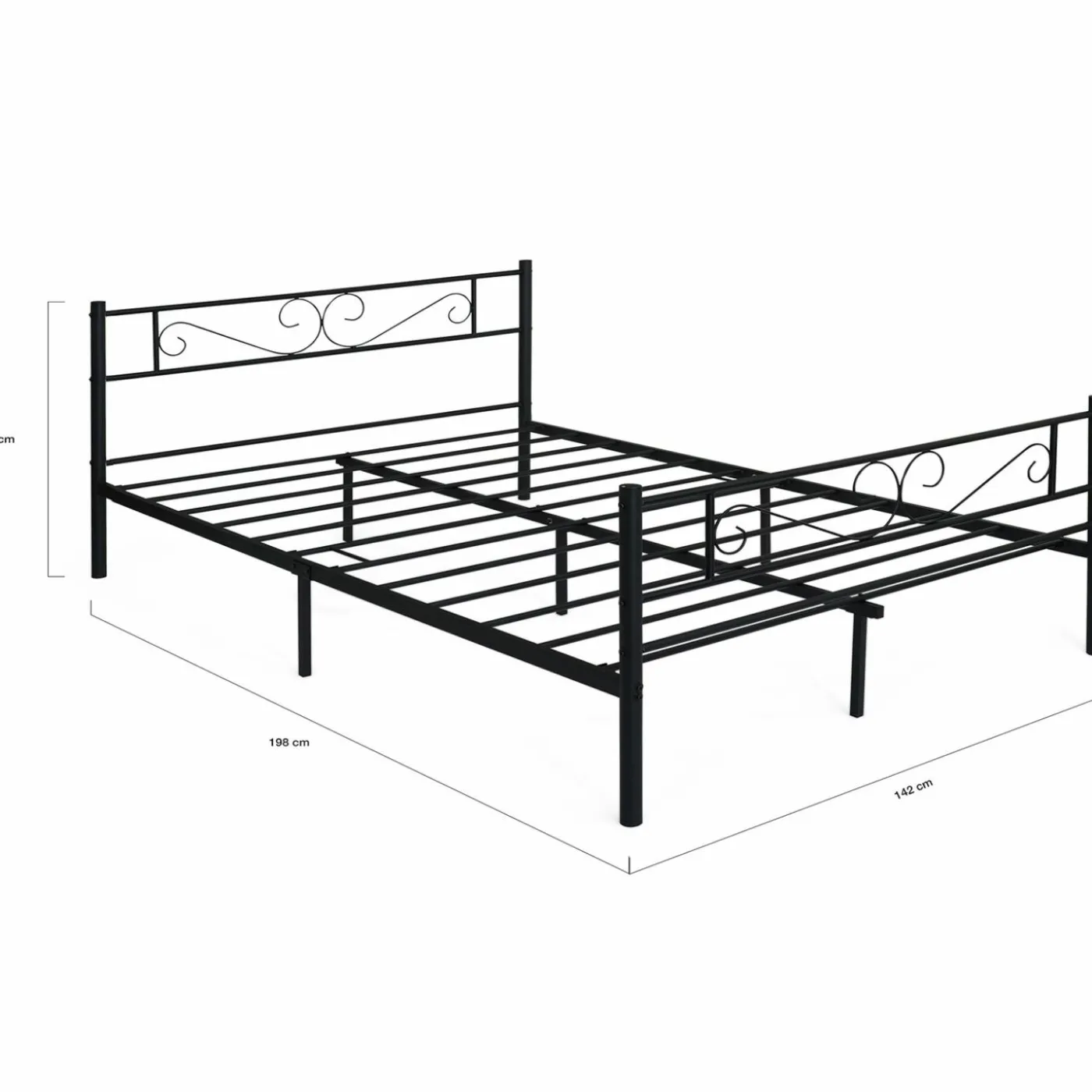 Lit en métal 140 x 190 cm avec sommier