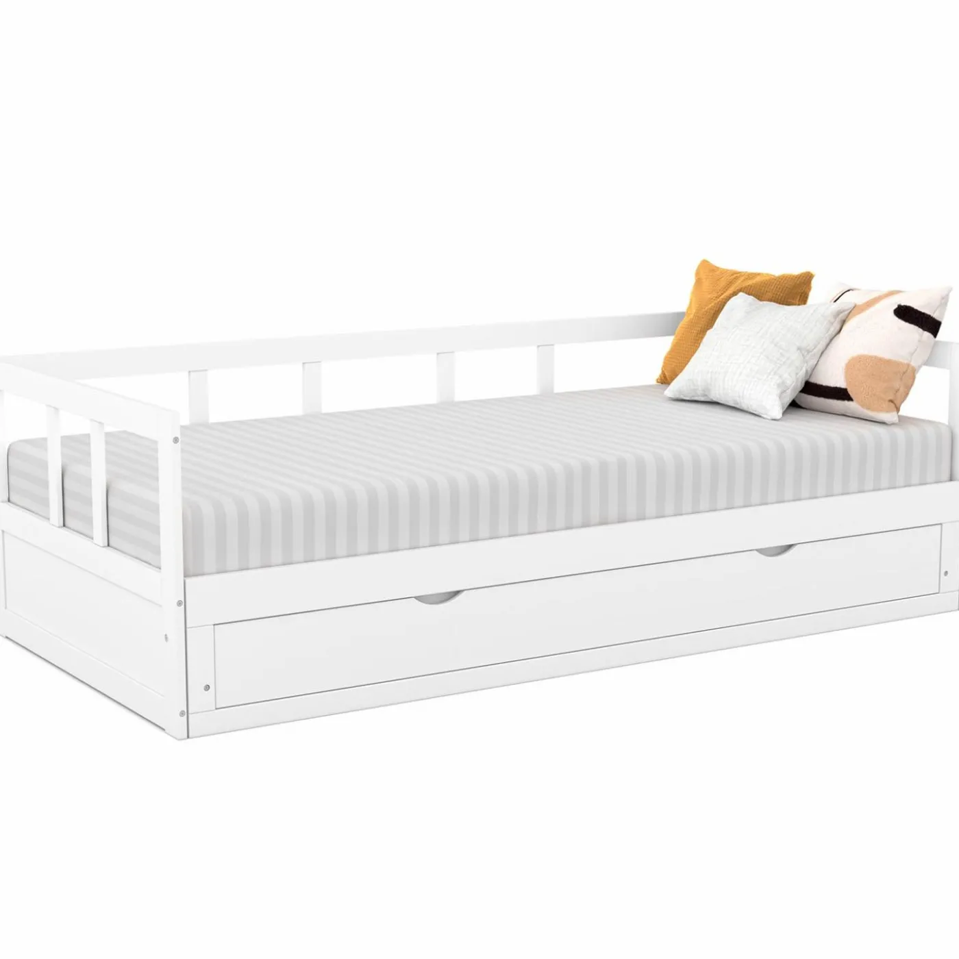 Lit gigogne transformable en lit 2 places blanc