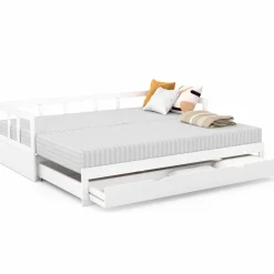 Lit gigogne transformable en lit 2 places blanc