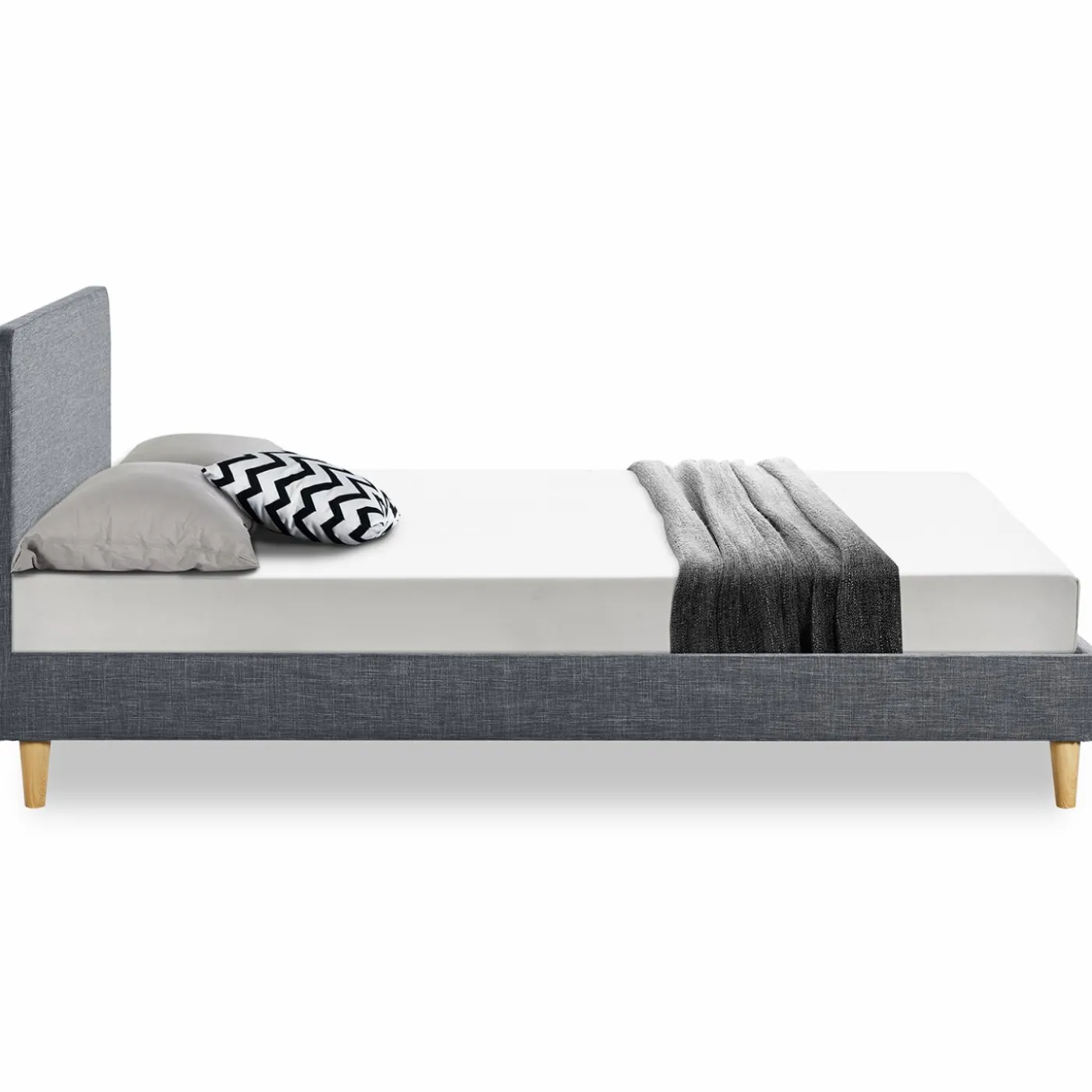 Lit scandinave gris 2 places 160x200 cm