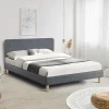 Lit scandinave 140x190 cm gris