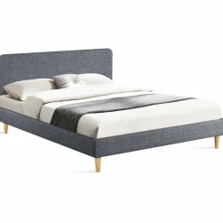 Lit scandinave 140x190 cm gris