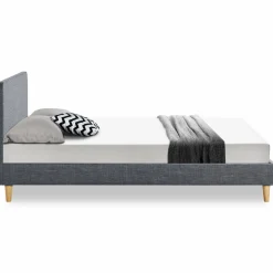 Lit scandinave 140x190 cm gris