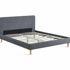 Lit scandinave 140x190 cm gris