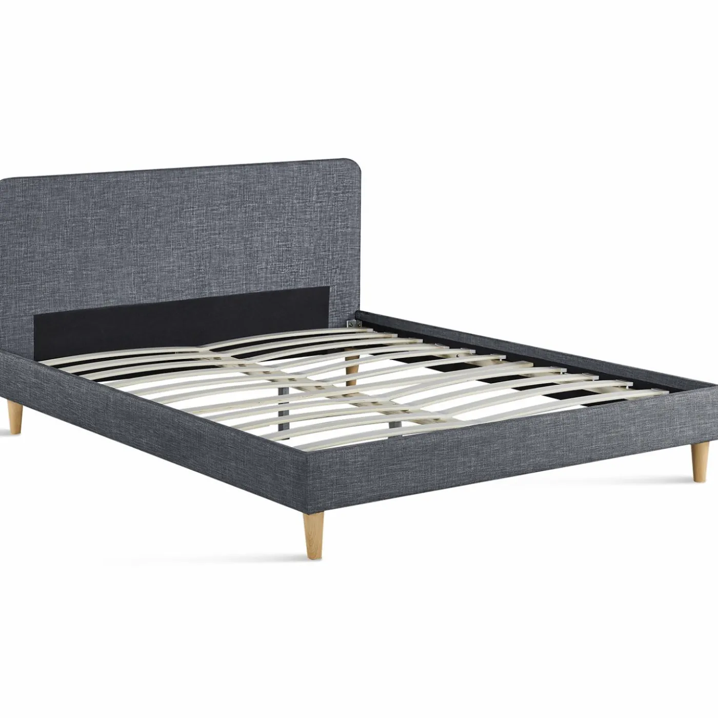 Lit scandinave 140x190 cm gris