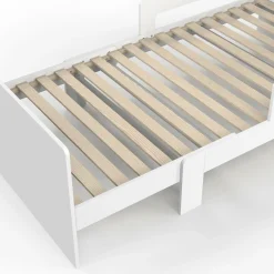 Lit simple évolutif 90 x 140/190 cm avec sommier et barrières bois blanc