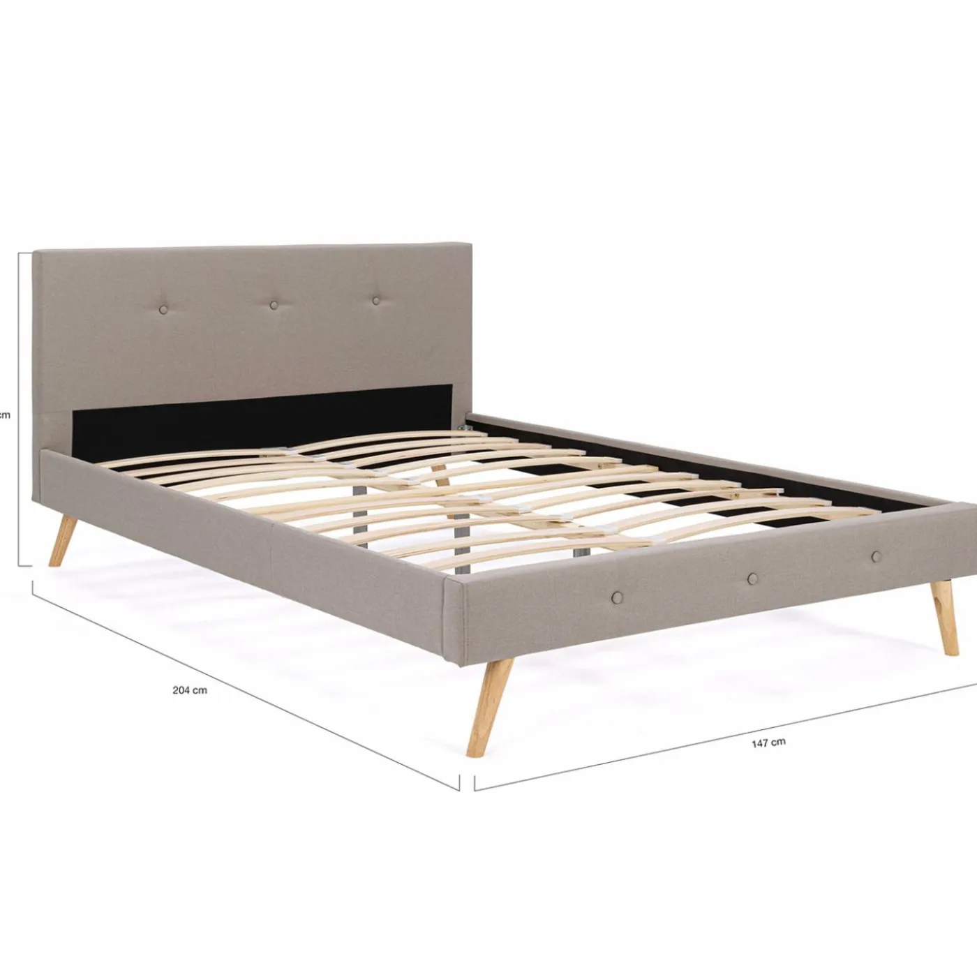 Lit style scandinave 140 x 190 cm beige effet lin