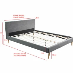 Lit style scandinave 160x200 cm gris