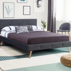 Lit style scandinave 140x190 cm gris