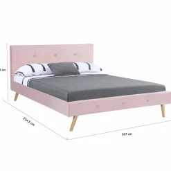 Lit style scandinave 140x190 cm rose