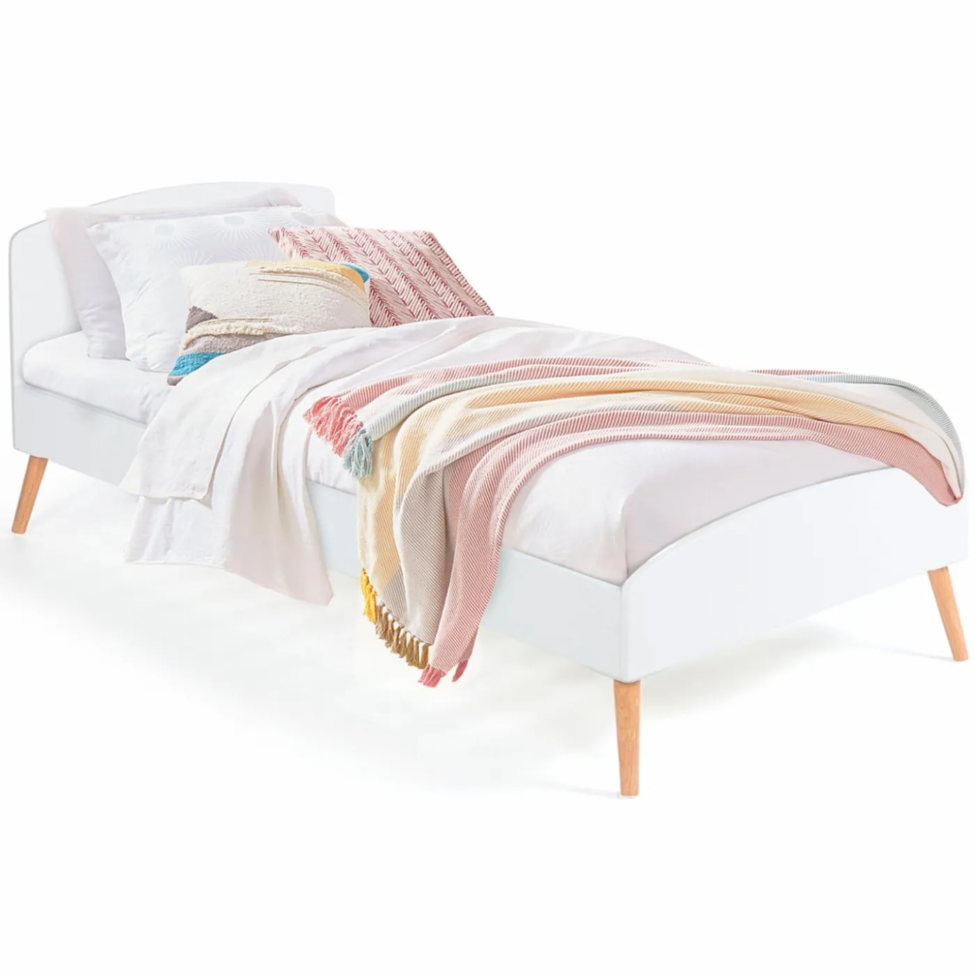 Lit style scandinave 90x190 cm blanc