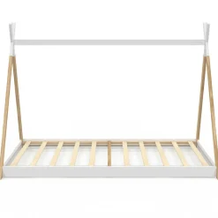 Lit tipi enfant sommier bois et blanc