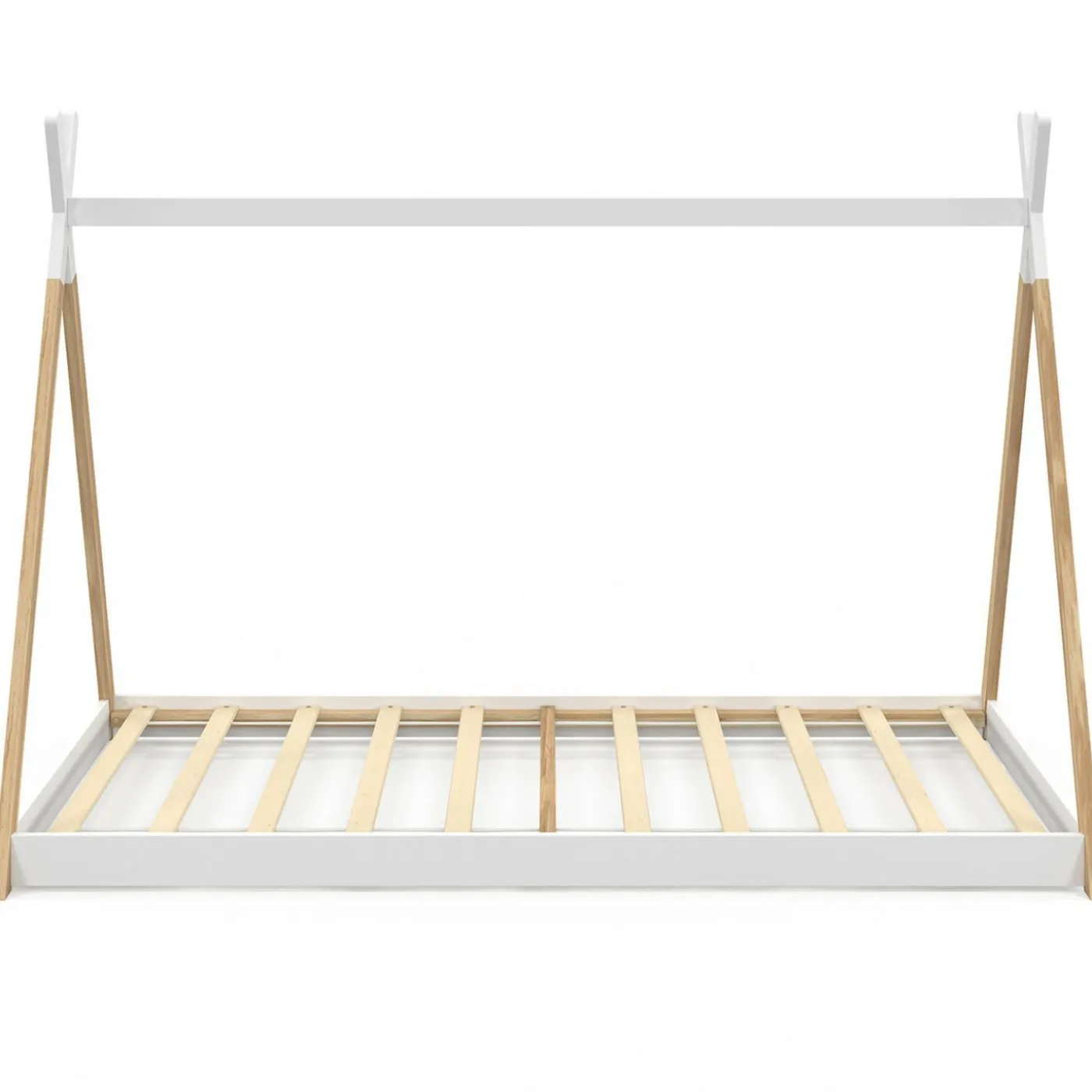 Lit tipi enfant sommier bois et blanc