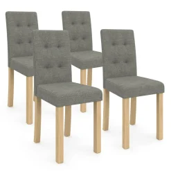 Lot 4 chaises capitonnées gris chiné