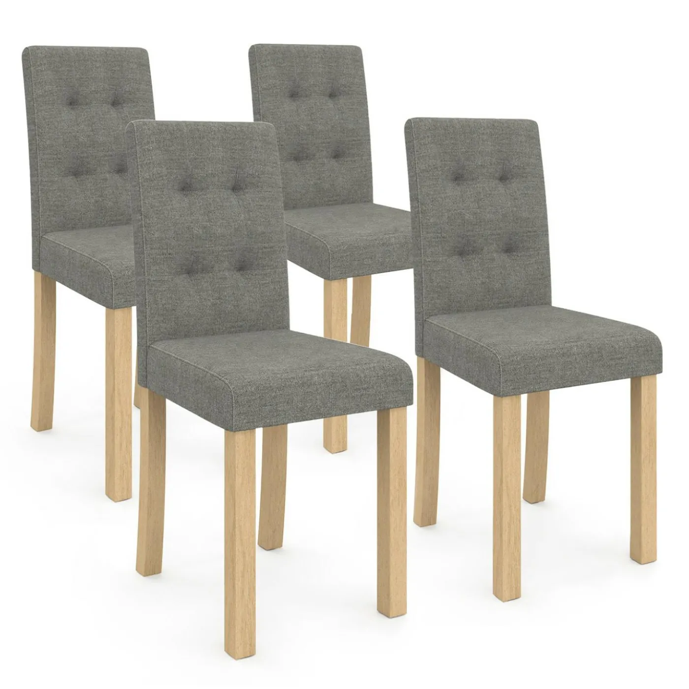 Lot 4 chaises capitonnées gris chiné