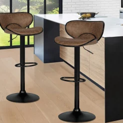 Lot 2 tabourets de bar marron réglables