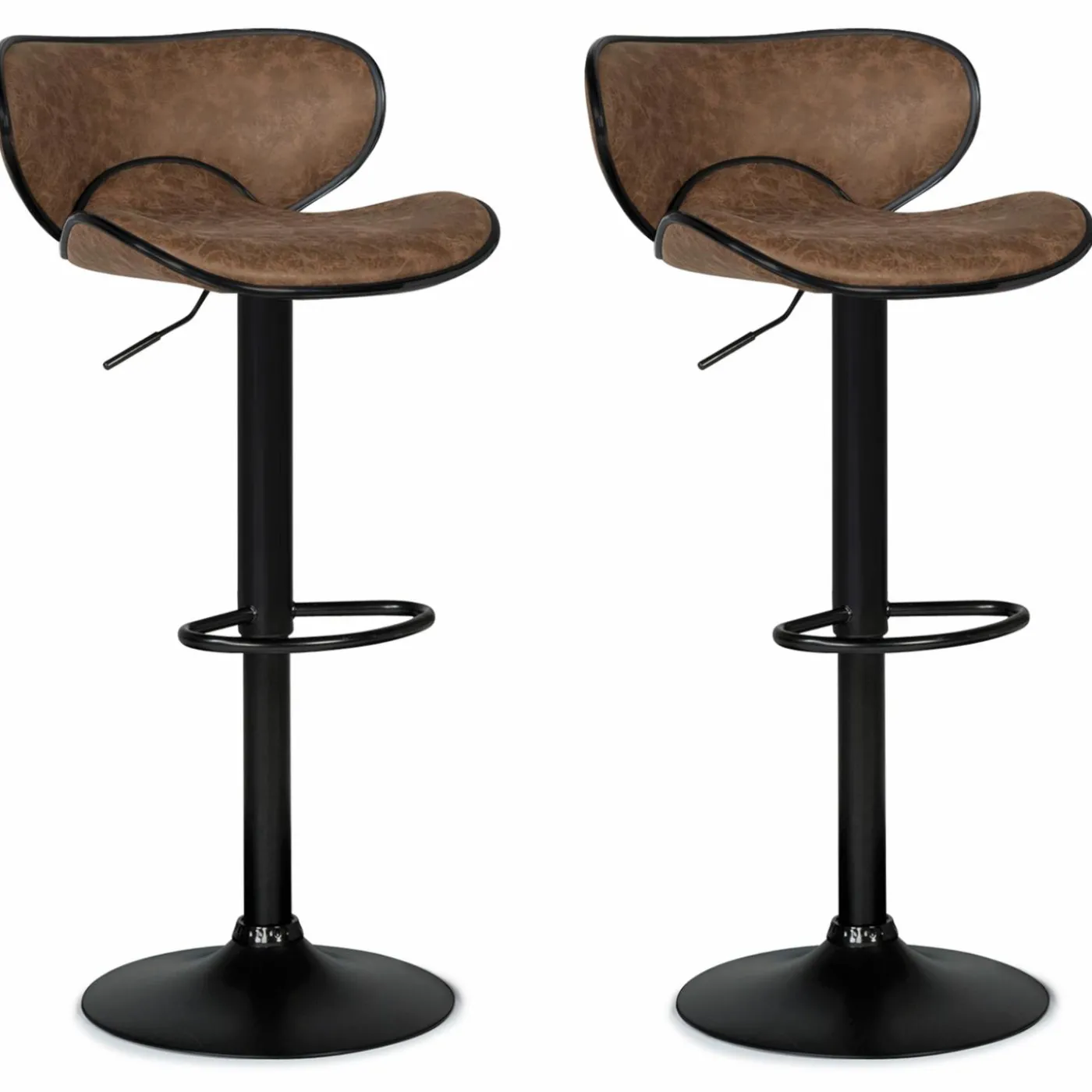 Lot 2 tabourets de bar marron réglables
