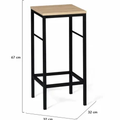 Lot 2 tabourets de bar style industriel bois et métal
