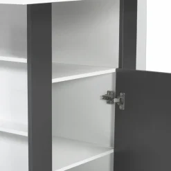 Îlot central bois blanc et gris 110 cm