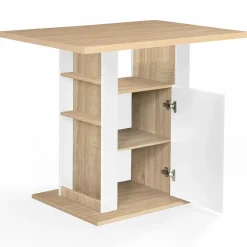 Îlot central bois blanc et imitation hêtre 110 cm