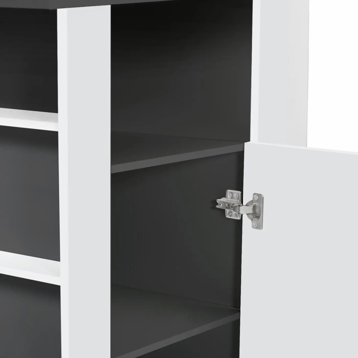 Îlot central cuisine bois gris et blanc 110 cm