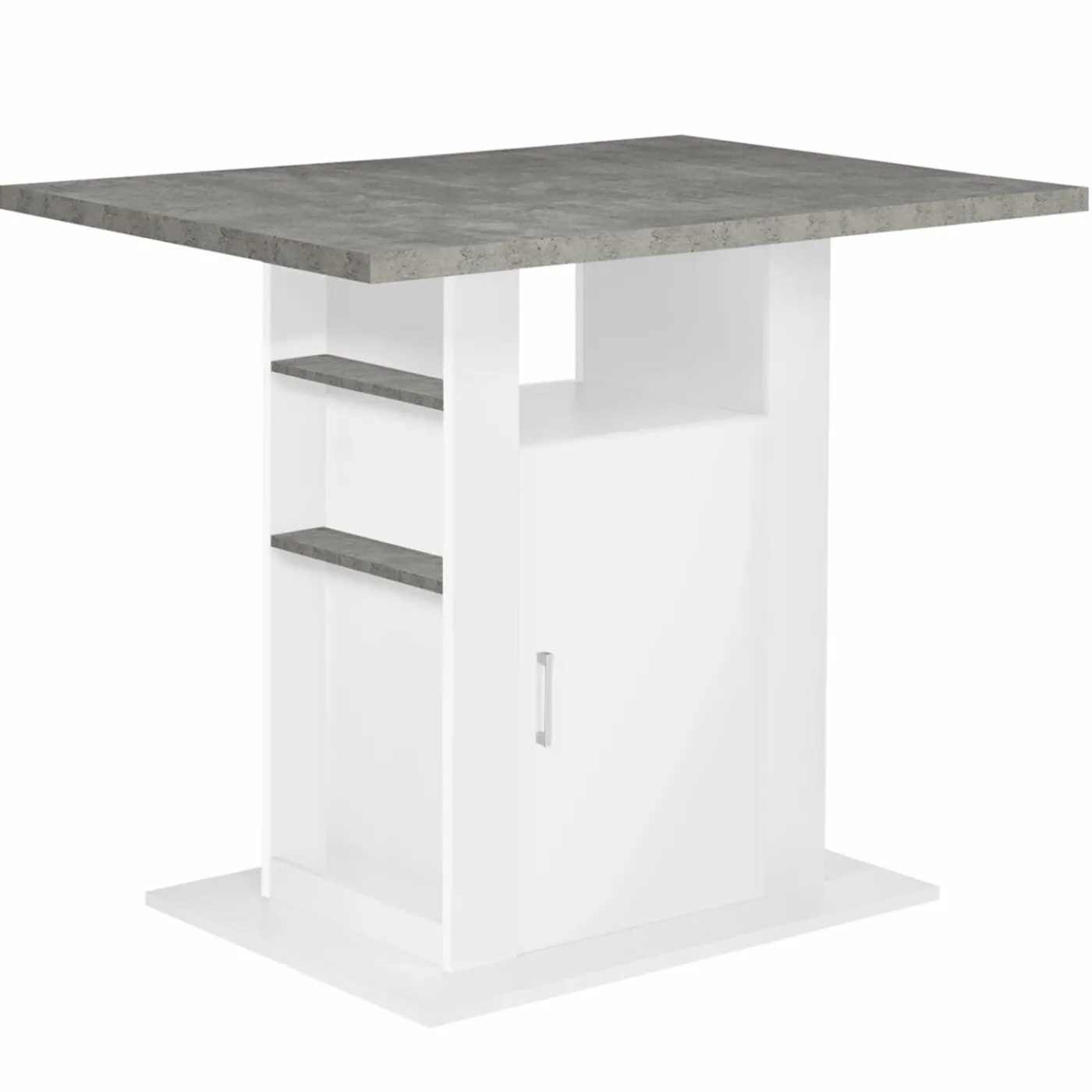 Îlot central cuisine plateau effet béton et bois blanc 110 cm