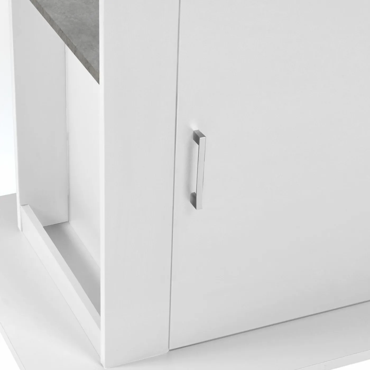 Îlot central cuisine plateau effet béton et bois blanc 110 cm