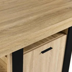 Îlot central industriel bois noir et imitation hêtre 110 cm