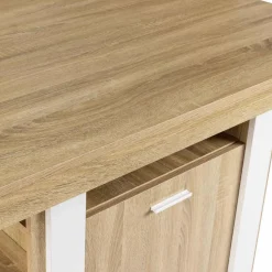 Îlot central industriel bois blanc et imitation hêtre 110 cm