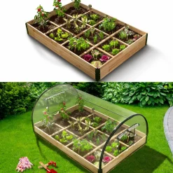Lot de 2 carrés potager en bois 12 compartiments