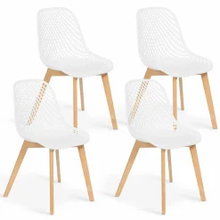Lot de 4 chaises ajourées blanches design