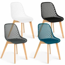 Lot de 4 chaises ajourées dépareillées design